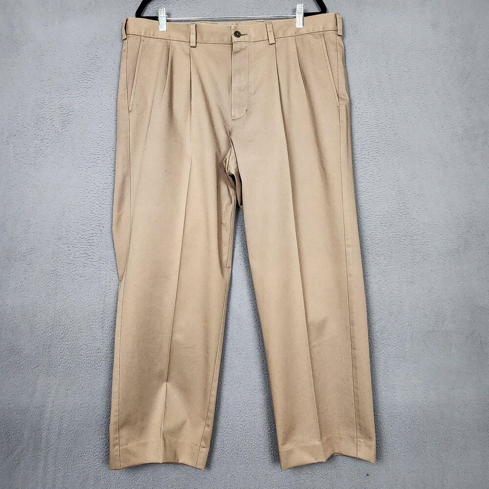 Nordstrom Pants Mens 38x32 Khaki Smartcare Wrinkle-Free Pleated Actual 38x29